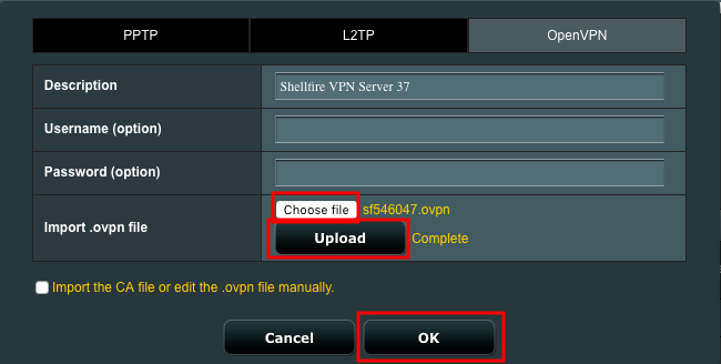 Asus VPN router setup step 6