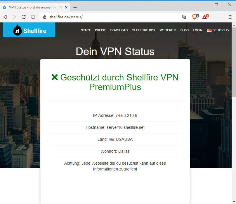 VPN Verbindungsstatus